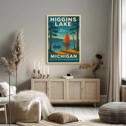 Higgins Lake Vintage Travel Poster PosterGoat