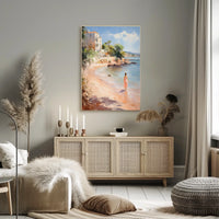 Serene Beach Walk Mediterranean Travel Poster