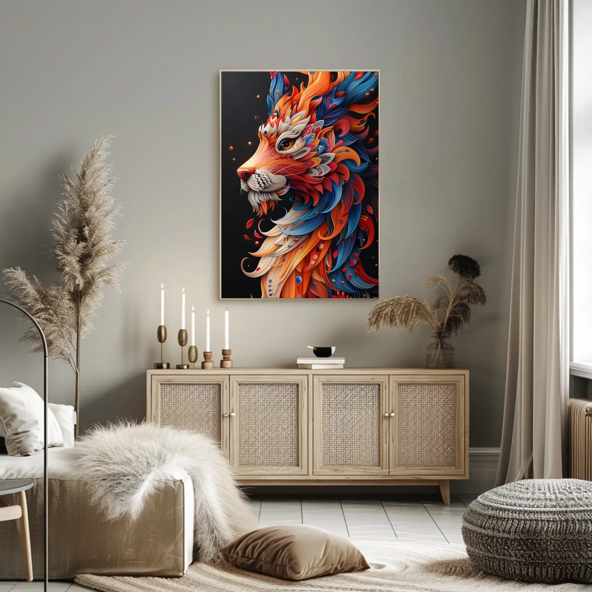 Vibrant Lion Art Poster