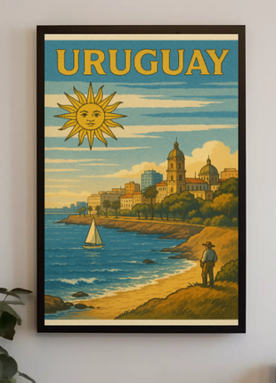 Uruguay Coastal Scene Vintage Travel Poster