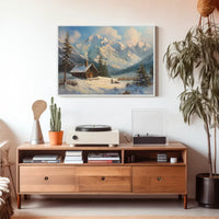 Winter Cabin Retreat: Serene Landscape Art Print