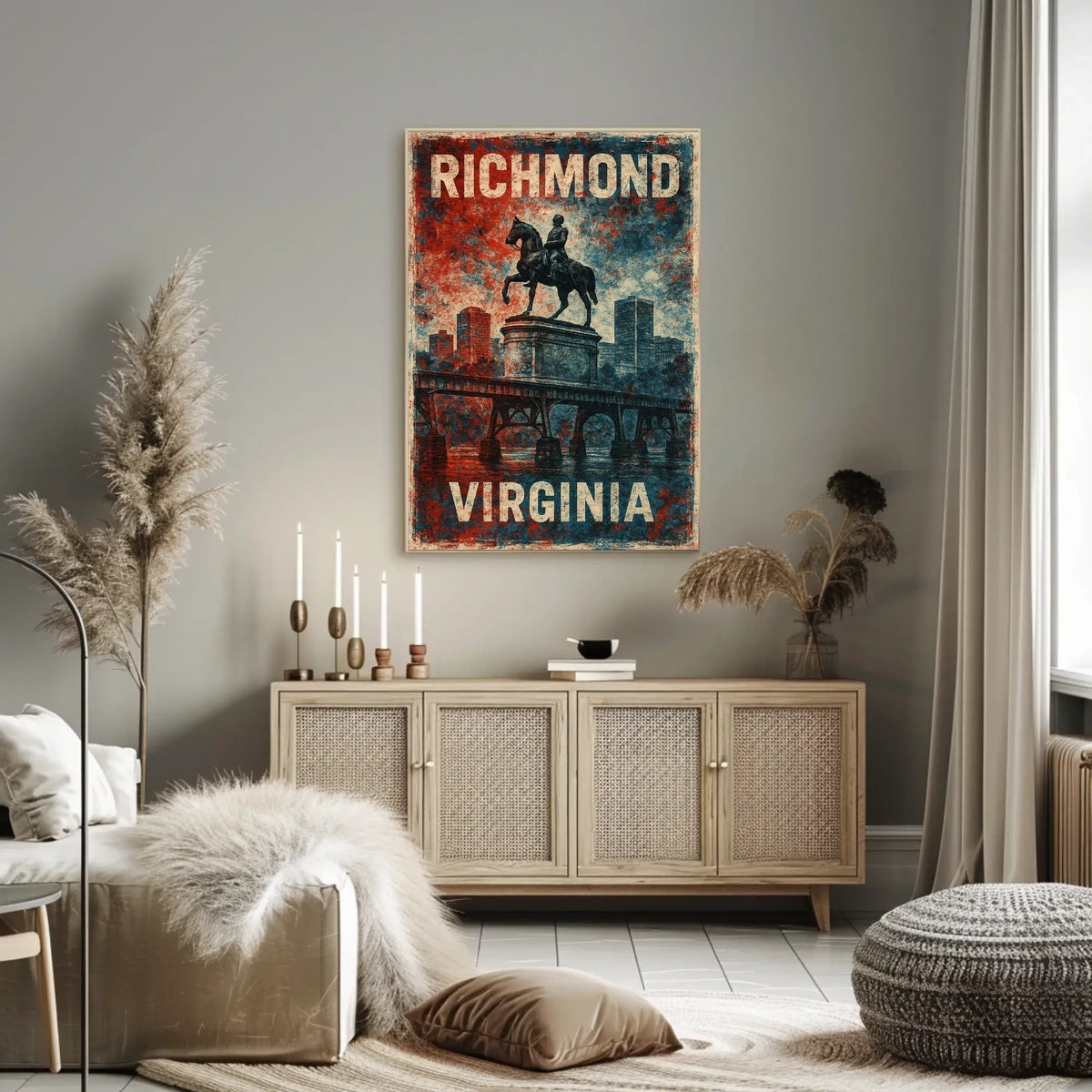 Richmond Patriotic Equestrian Vintage Cityscape Poster