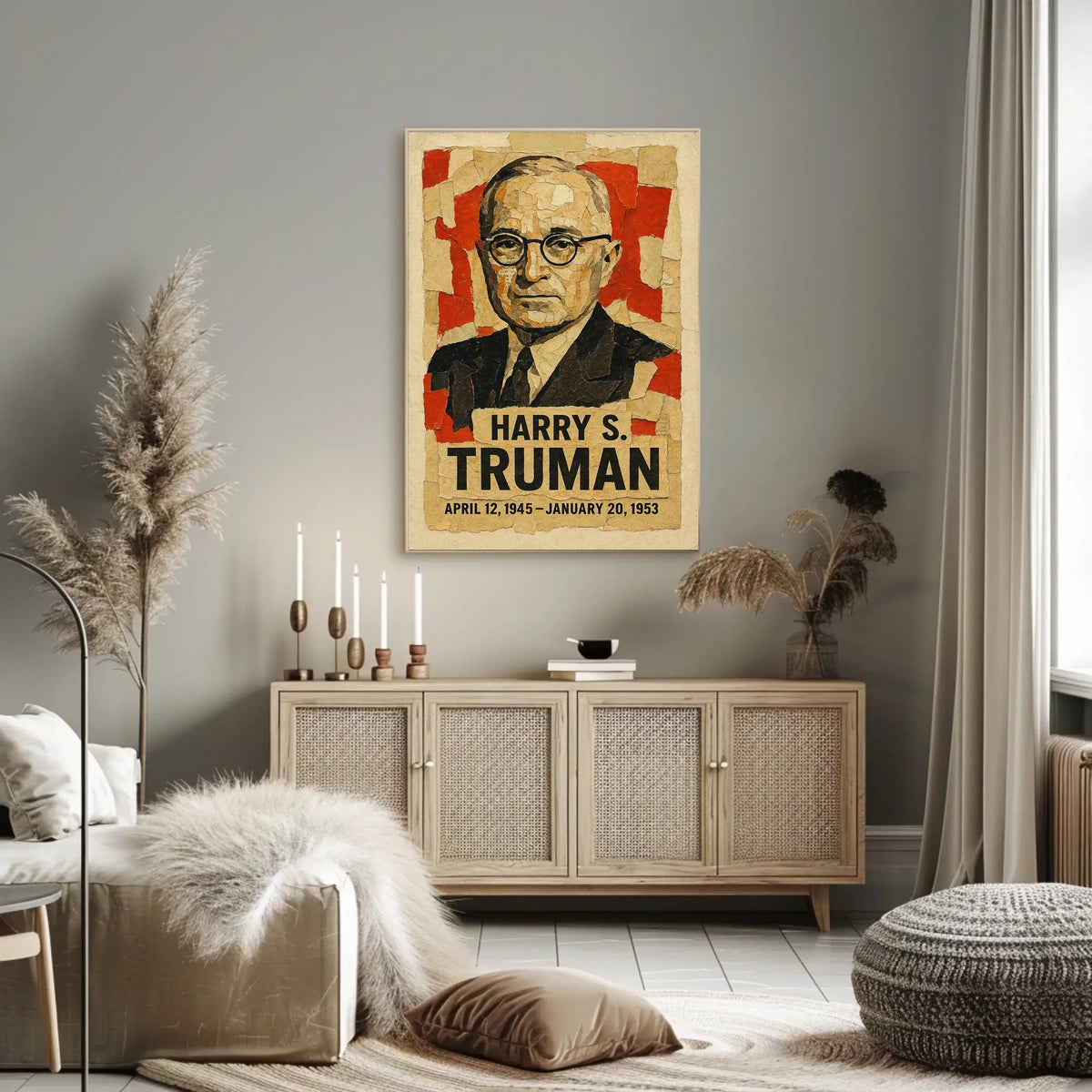 Harry S. Truman 33rd President of the United States Layered paper Collage Poster