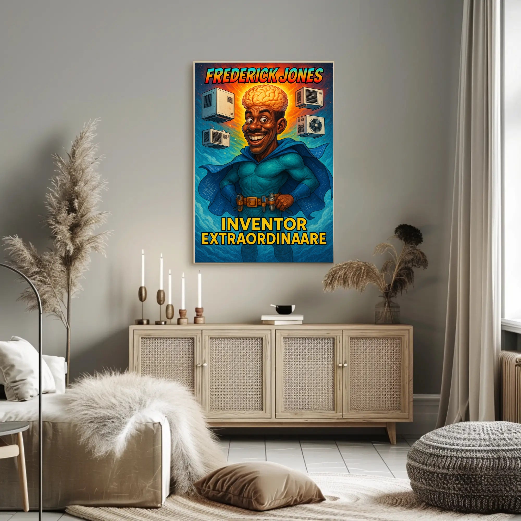 Frederick Jones Superhero Inventor Educational or Infographic Poster PosterGoat