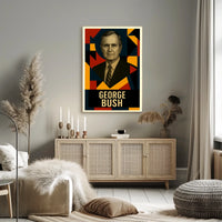 George H. W. Bush 41st President of the United States Abstract Pop Poster