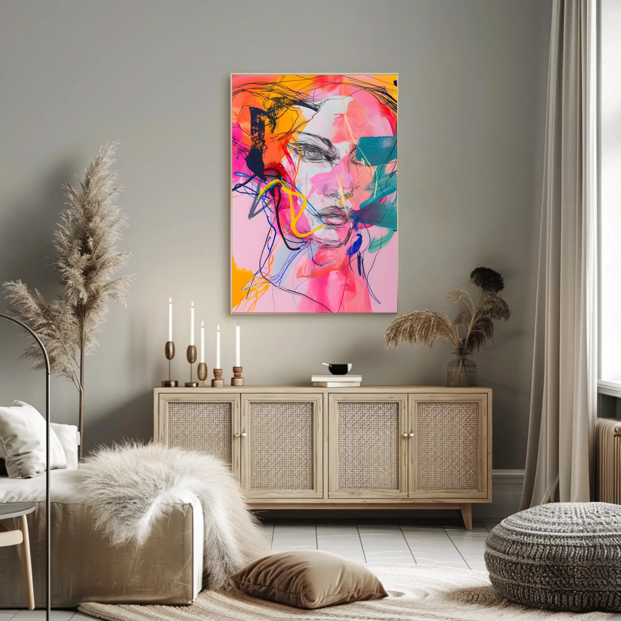 Vibrant Abstract Human Face Art Poster in Abstract Category PosterGoat