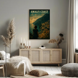 Amalfi Coast Italy Poster Wall Art Blue Water Scene