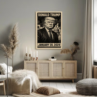 Donald Trump 47th President of the United States B & W Comic Sketch Poster