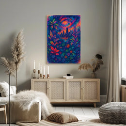 Cityscape In Vibrant Jungle Poster