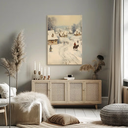 Winter Village Scene Poster