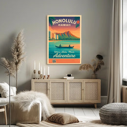 Honolulu Vintage Travel Poster Aloha Meets Adventure
