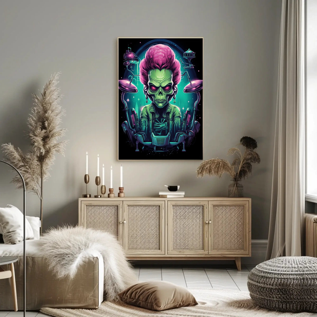Alien Commander Sci-Fi Illustration Poster
