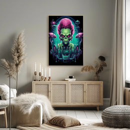 Alien Commander Sci-Fi Illustration Poster