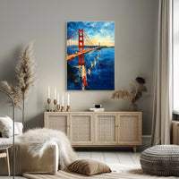 Golden Gate Bridge Sunset Scenic Artwork Home Decor Poster