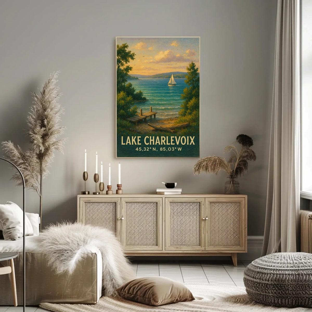 Lake Charlevoix Scenic Travel Poster
