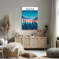 Tokyo Skyline at Sunset Travel Poster