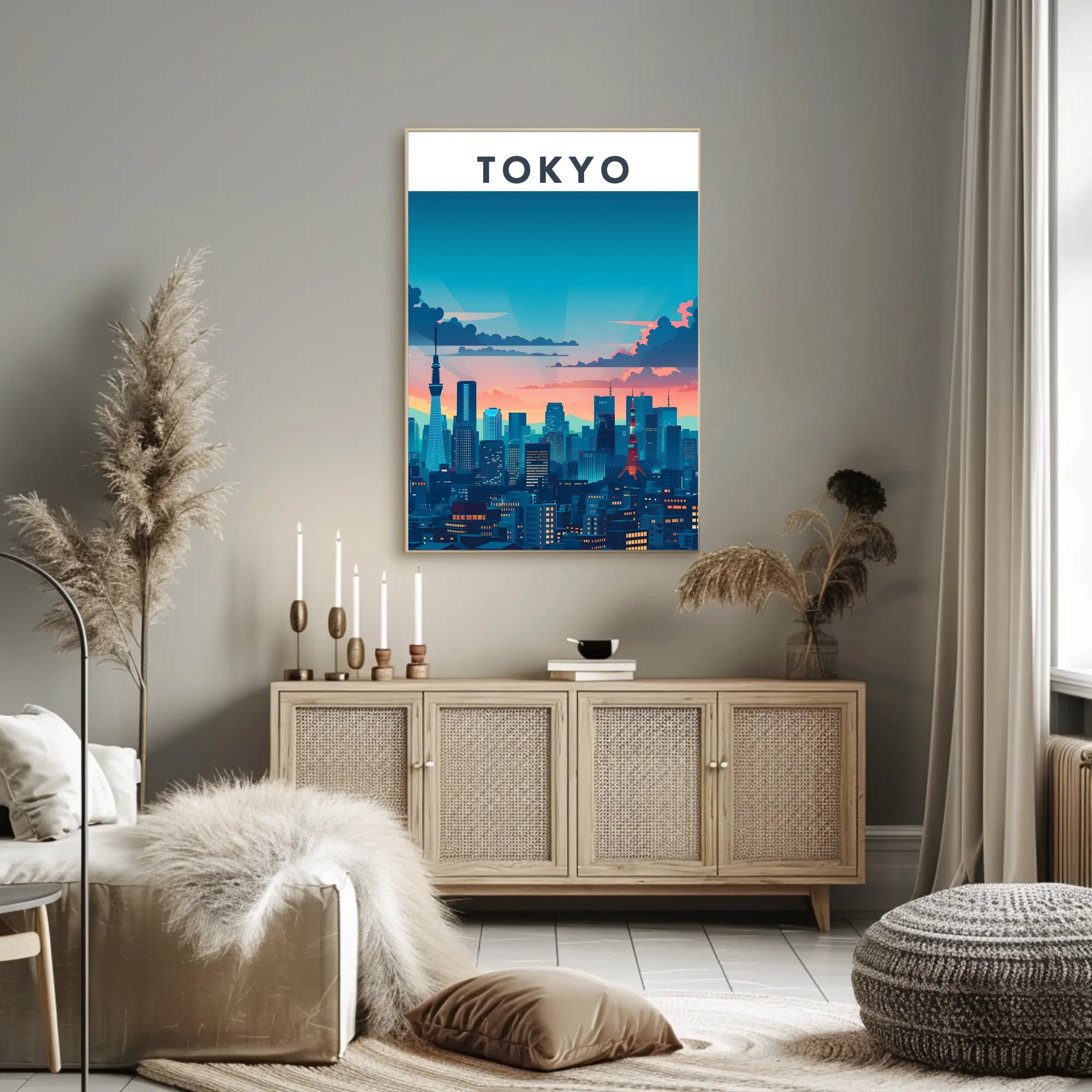 Tokyo Skyline at Sunset Travel Poster