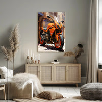 Vibrant Urban Motorcycle Poster PosterGoat
