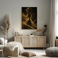 Ethereal Silhouette: Golden Gossamer Woman Art Poster