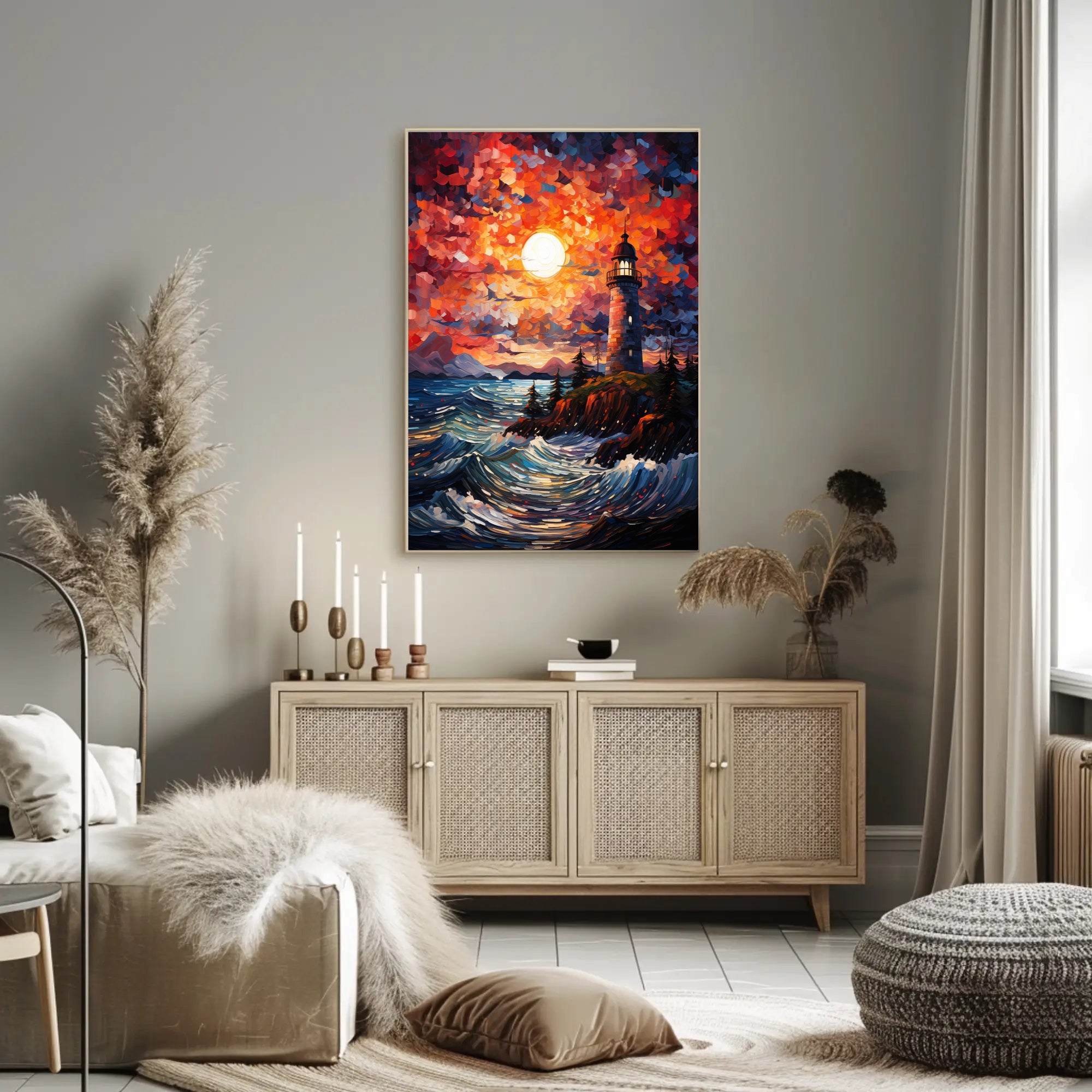 Lighthouse At Sunset Poster