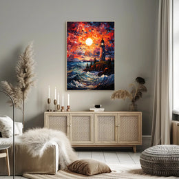 Lighthouse At Sunset Poster