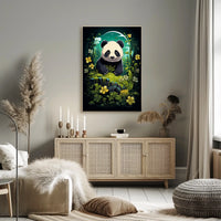 Panda in Whimsical Forest Cartoon Art Poster