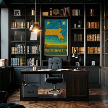Massachusetts Starry Night Poster