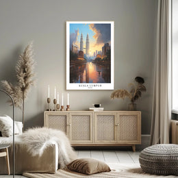 Kuala Lumpur Cityscape Art featuring Petronas Twin Towers Poster PosterGoat