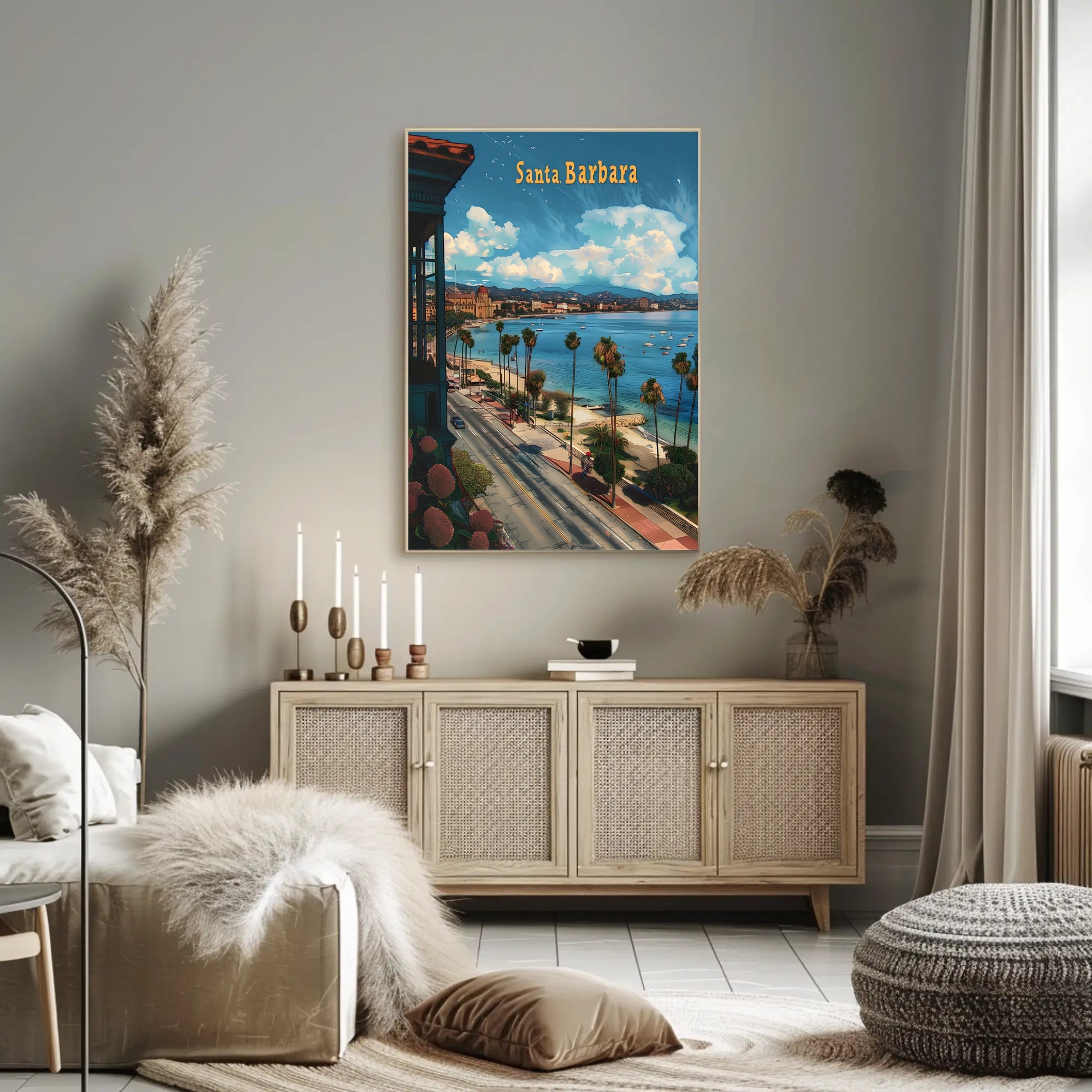 Santa Barbara Sunlit Coastal Travel Poster