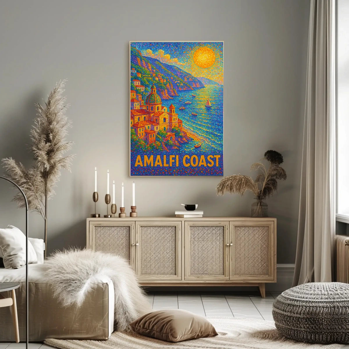 Amalfi Coast Poster Wall Art for Coastal Home Decor