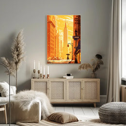 New York City Skyscraper Sunset Poster Modern Wall Art