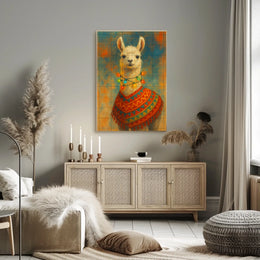 Festive Llama Portrait Poster