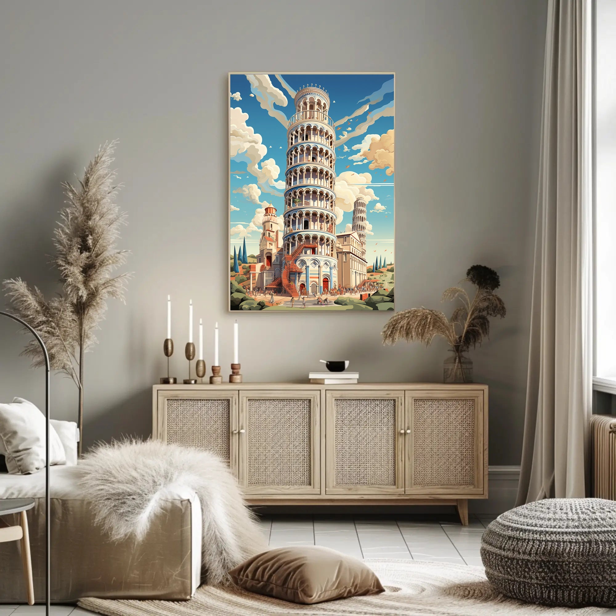 The Leaning Tower Of Pisa Artistic Poster PosterGoat