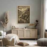 Amalfi Coast Illustration Poster 18x24 Coastal Wall Art