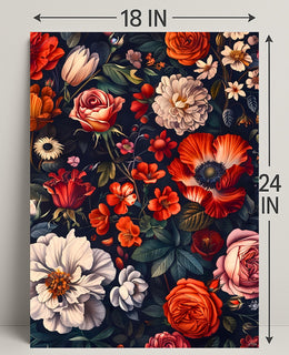 Floral Symphony Against Darkness: Artistic Poster