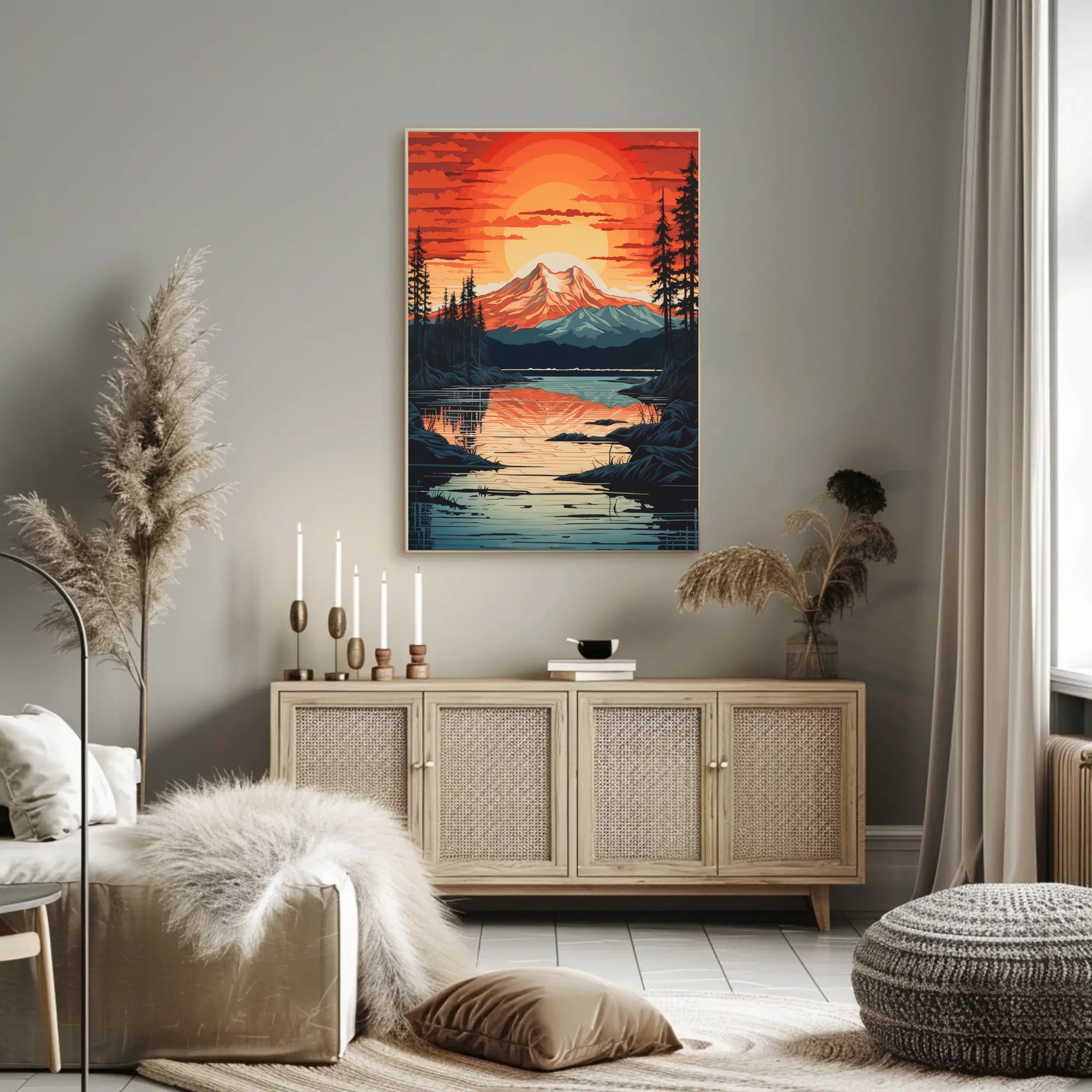 Serene Mountain Sunset Poster PosterGoat