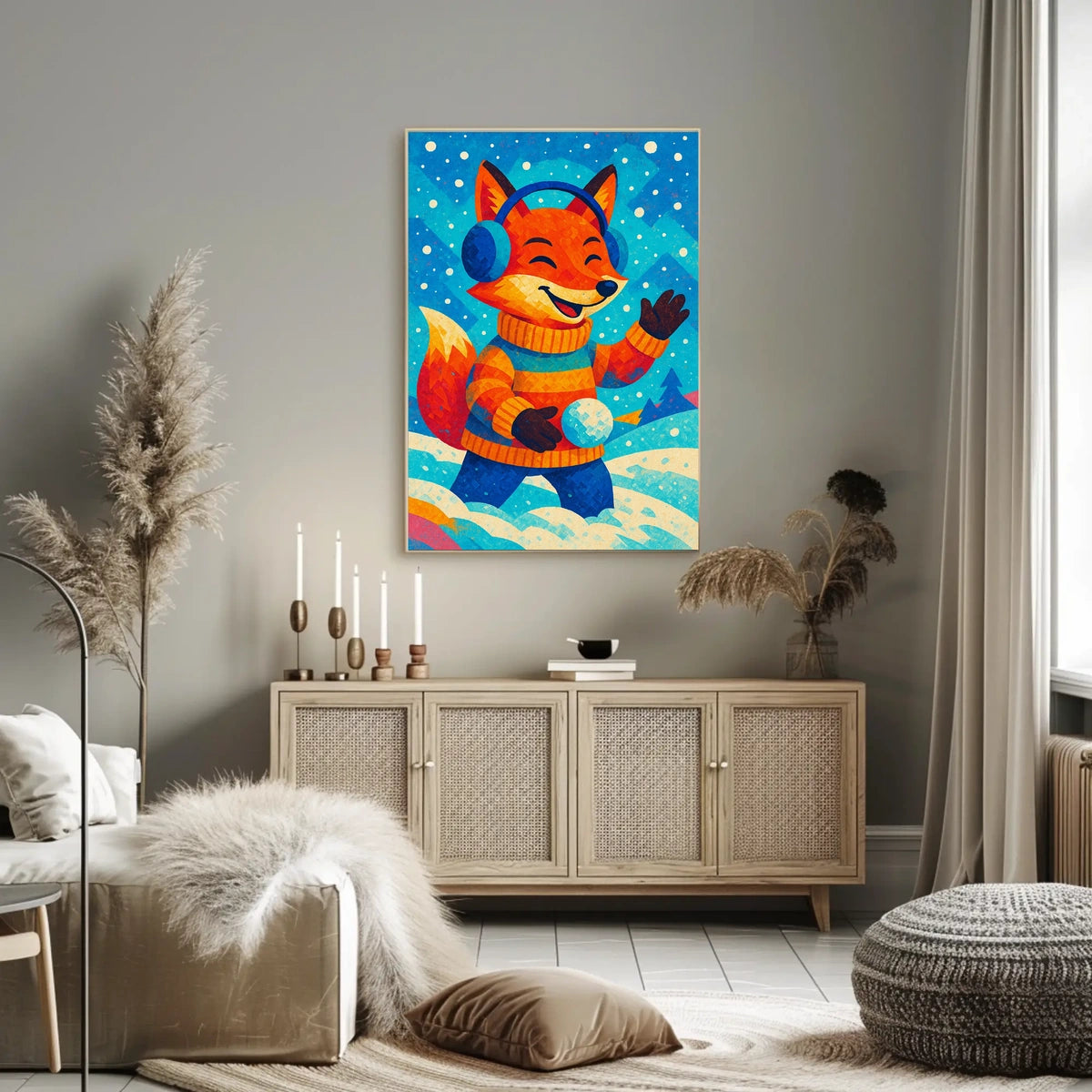 Winter Fox Scene Poster