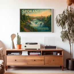 Spokane Nature and City Unite Travel Poster