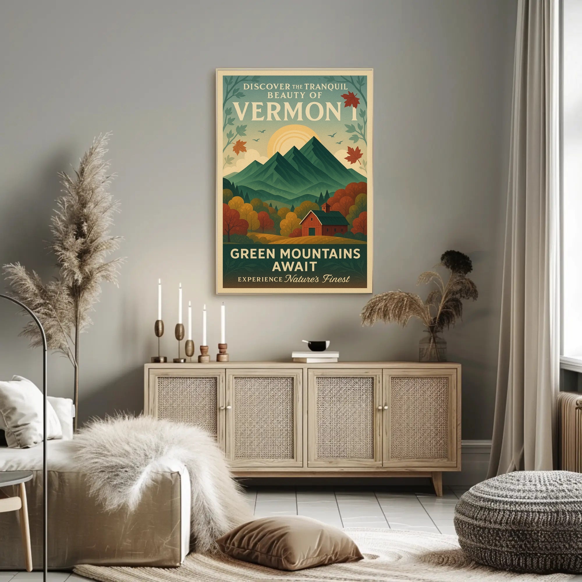 Green Mountains Await Vintage Poster Print