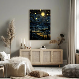 Starry Night Landscape Poster PosterGoat