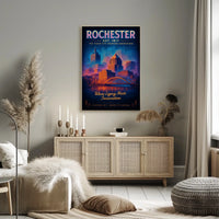 Rochester The Flour City Skyline Poster Retro Wall Art