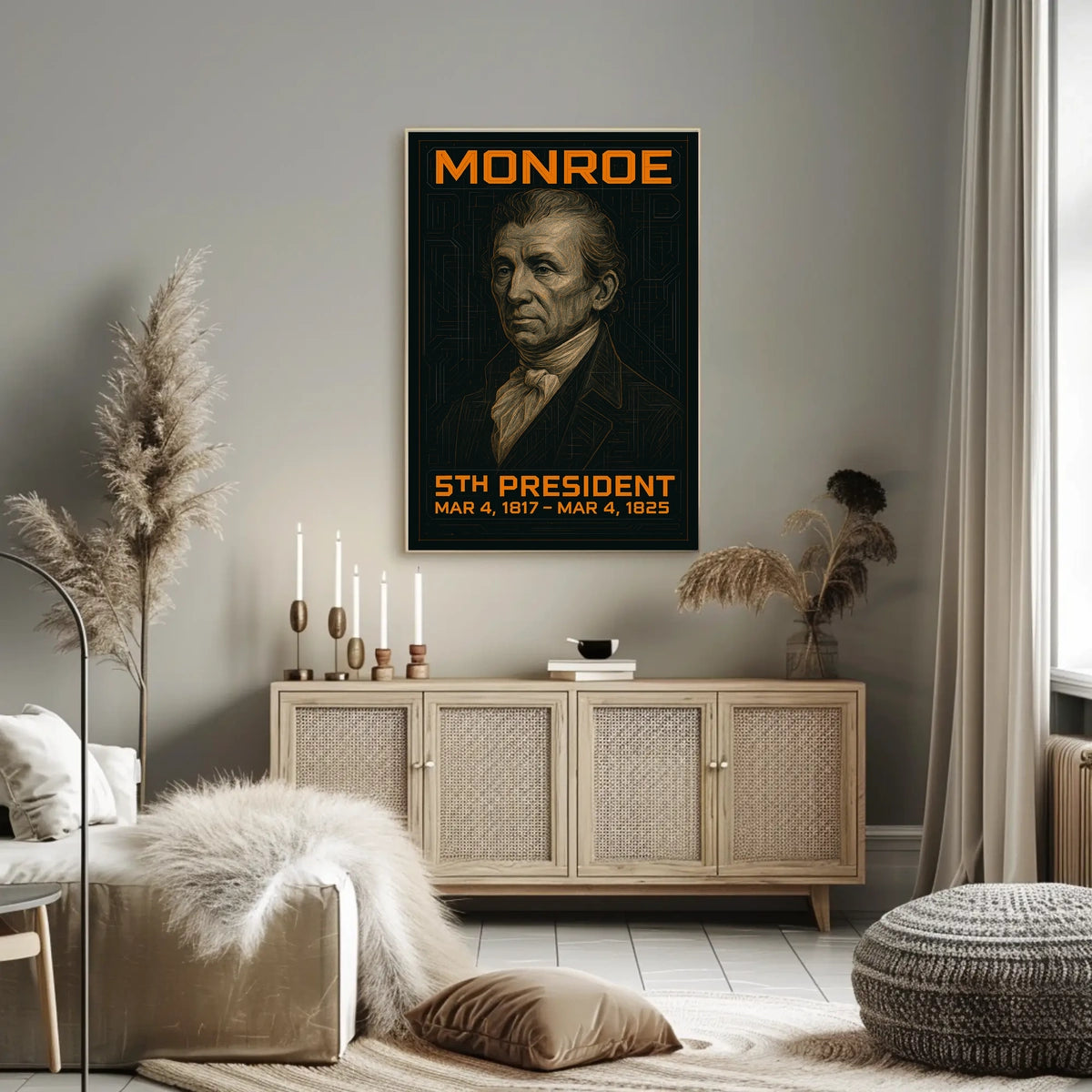 James Monroe 5th President of the United States Techno Schematic Poster