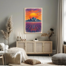 Retro-Futuristic Sunset in Dreamscape - Futuristic Sci-Fi Poster