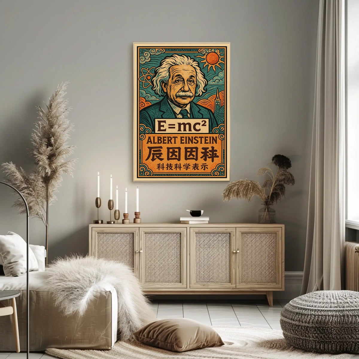 Albert Einstein Icon Science Minimalist Scenic Portrait Wall Art Home Decor Poster