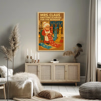 Mrs. Claus Knitting For The Reindeer Poster
