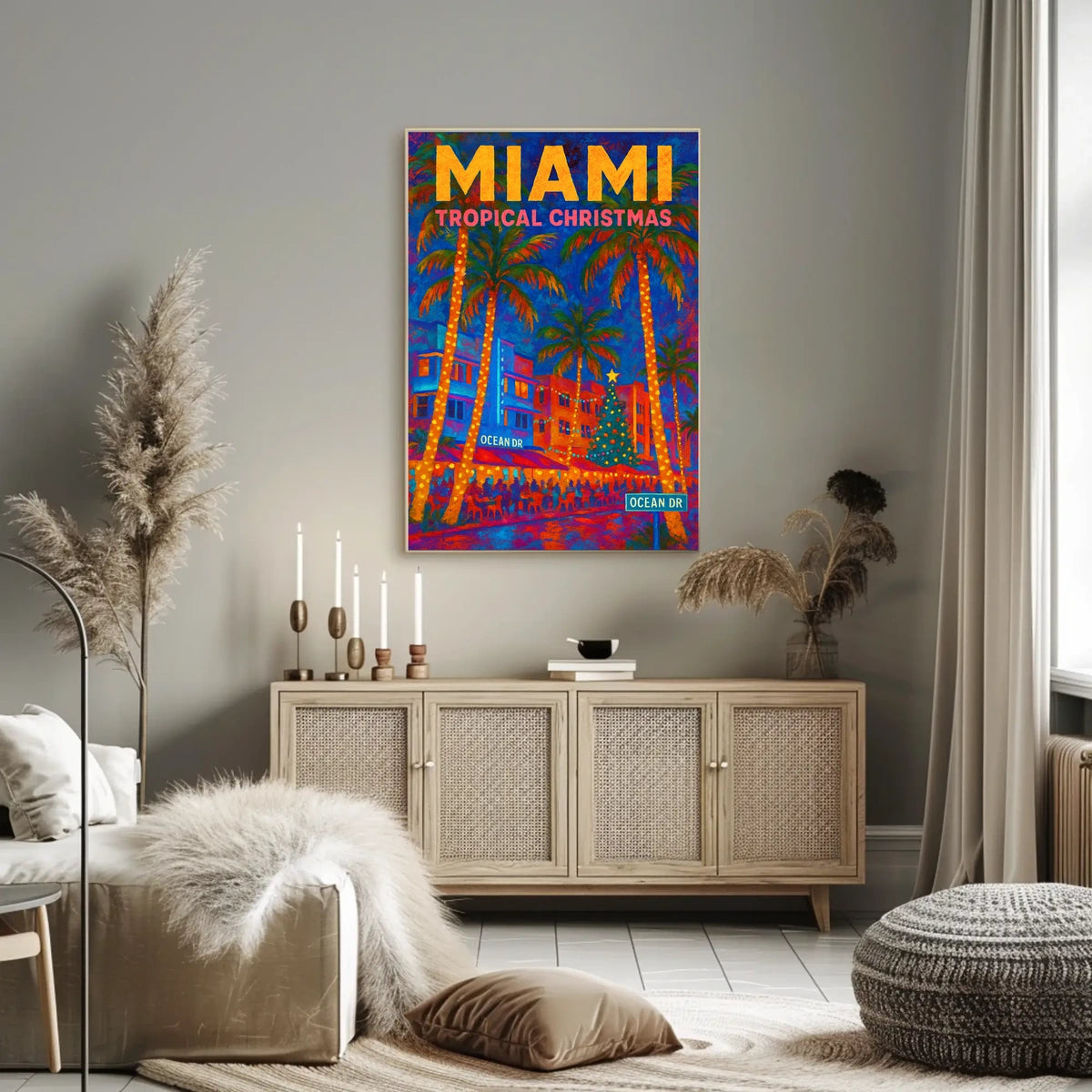 Miami Tropical Christmas Poster
