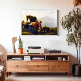 Pastoral Countryside Scene with Farm Animals - Animal Poster