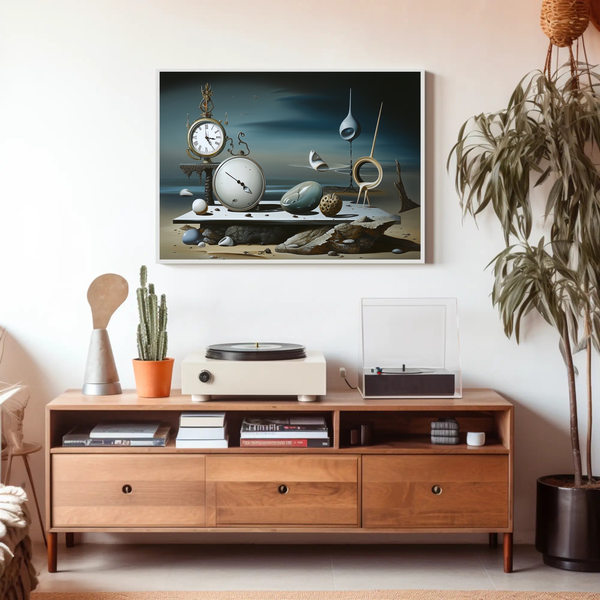Surrealistic Dreamscape with Captivating Timepieces Abstract or Artistic Poster