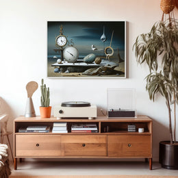 Surrealistic Dreamscape with Captivating Timepieces Abstract or Artistic Poster
