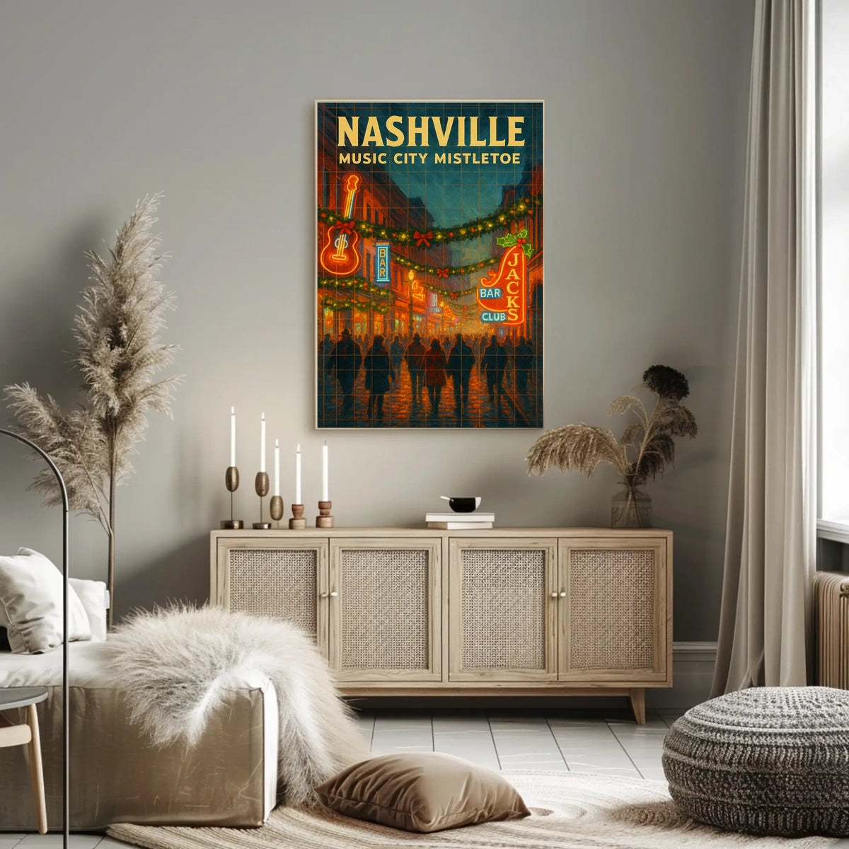 Nashville Music City Mistletoe Poster
